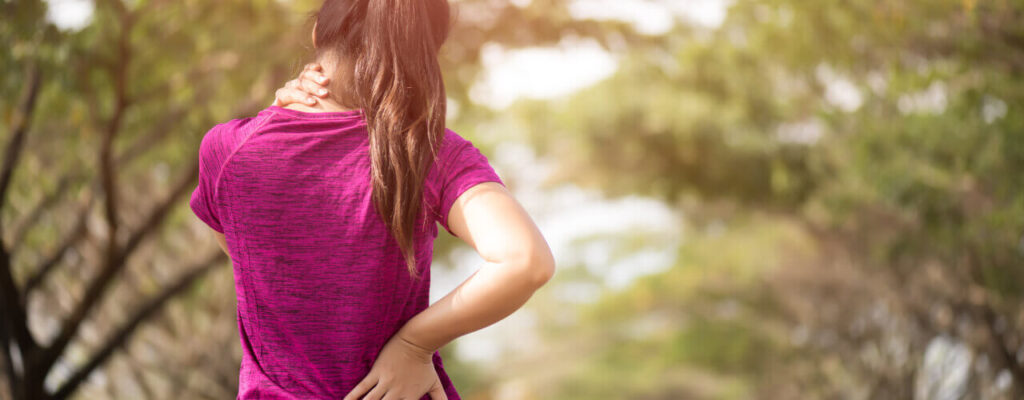 A woman with back pain